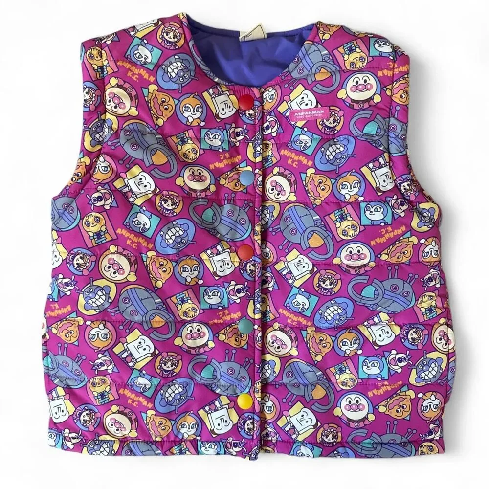 Anpanman Kids Collection Reversible Puffer Jacket Vest Set Size 100cm (4T) Japan